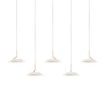 Koncept Inc RYP-L5-SW-MWG - Royyo Pendant (linear with 5 pendants), Matte White with Gold, Matte White Canopy